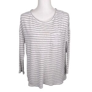 Vince‎ Gray & White Striped Cotton Top Size Medium